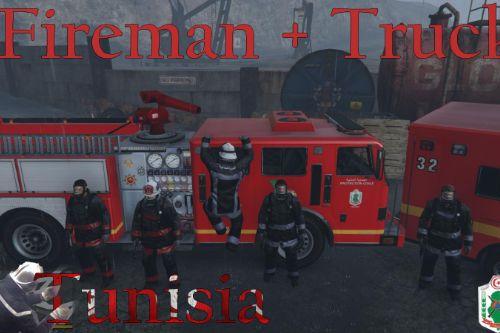 Tunisian Firetruck + fireman